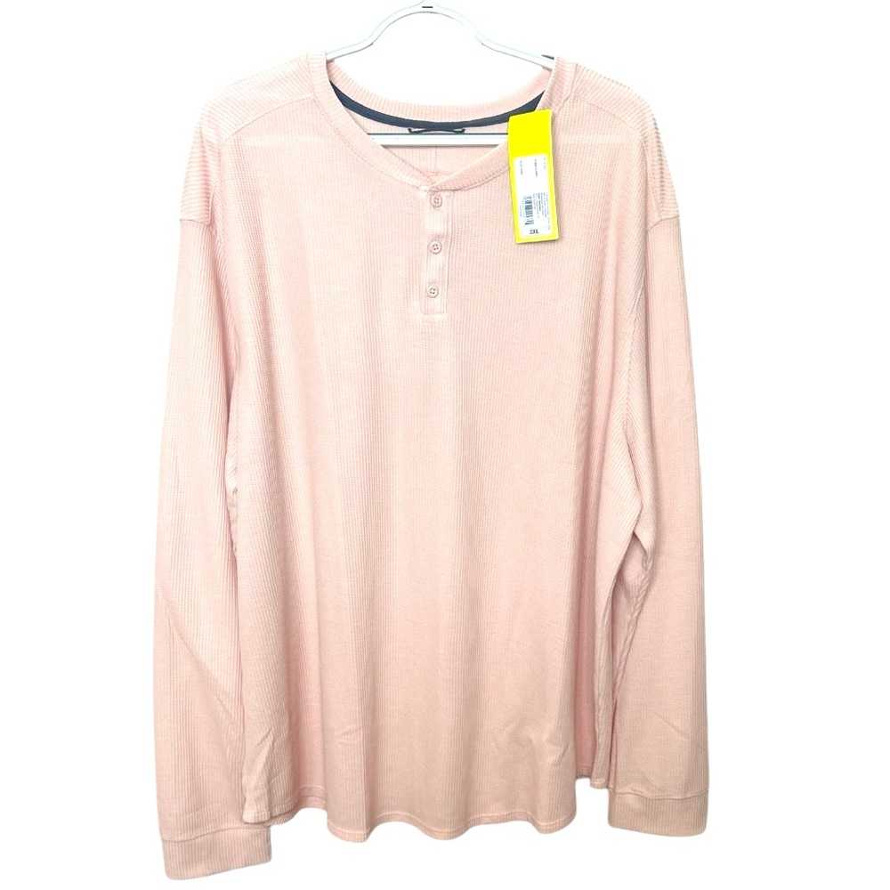 All in Motion Women’s 2XL Long Sleeve Waffle Knit Rose Pink Shirt Top NWT